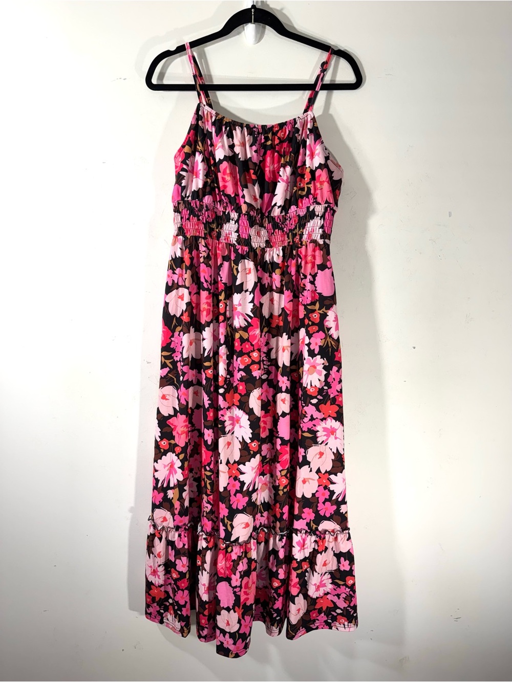 Grace Karin Black Maxi Dress with Red Floral Print